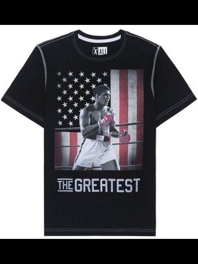 Muhammad Ali The Greatest Boxer American US Flag Men L  T-shirt Black Tee Shirt